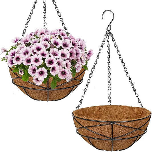 2 Pack 10 inch Metal Hanging Baskets by NatureCrafted