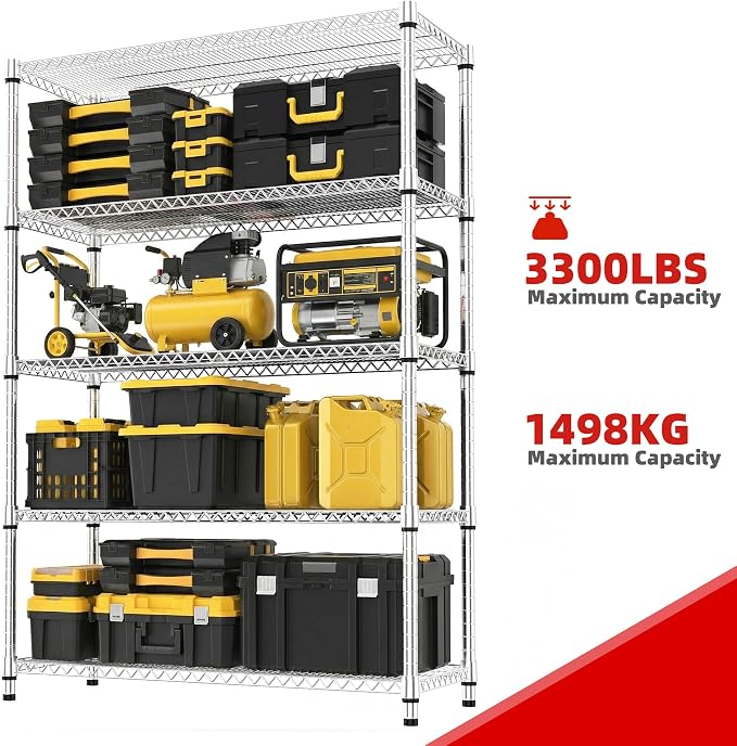 M MZG 5 Tiers Storage Shelves Load 3300 LBS, Metal Shelving Wire Metal Shelving - Image 5