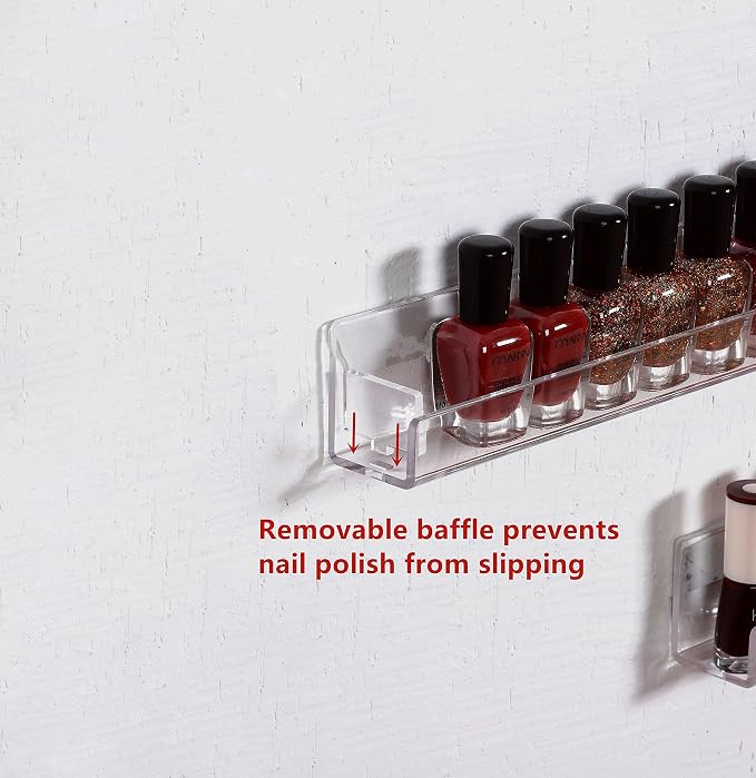 IEEK 4 PCS Floating Invisible Kids Bookshelf Wall Mounted Nail Polish Rack - Image 4