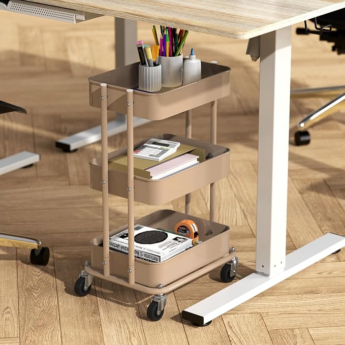 Simple Houseware 3-Tier Compact Utility Rolling Cart, Low 24” Height Fits Under - Image 2