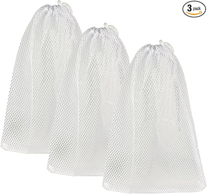 Mesh Laundry Bags with Drawstring by Smowfes