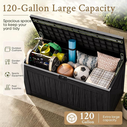 Devoko 120 Gallon Deck Box Resin Outdoor Storage Box Waterproof - Image 7