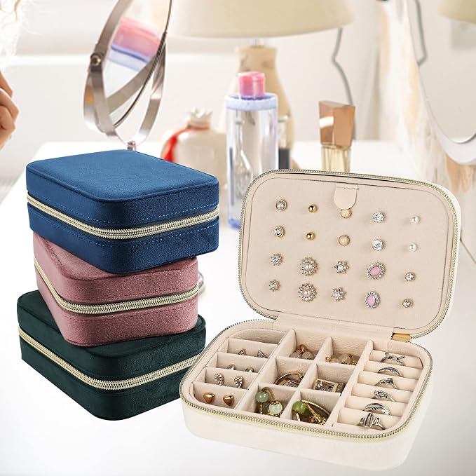 Dajasan Velvet Travel Jewelry Boxes, Small Travel Jewelry Case, Portable Travel - Image 7