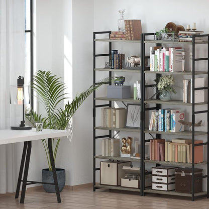 NUMENN 6 Tier Bookshelf, Tall Freestanding Open Storage Bookcase, Support Bars - Image 4