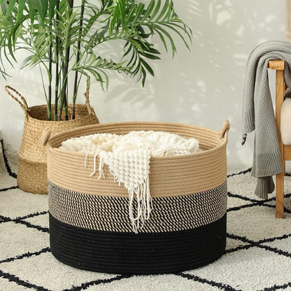 KAKAMAY Large Blanket Basket, Woven Rope Baskets - Image 7