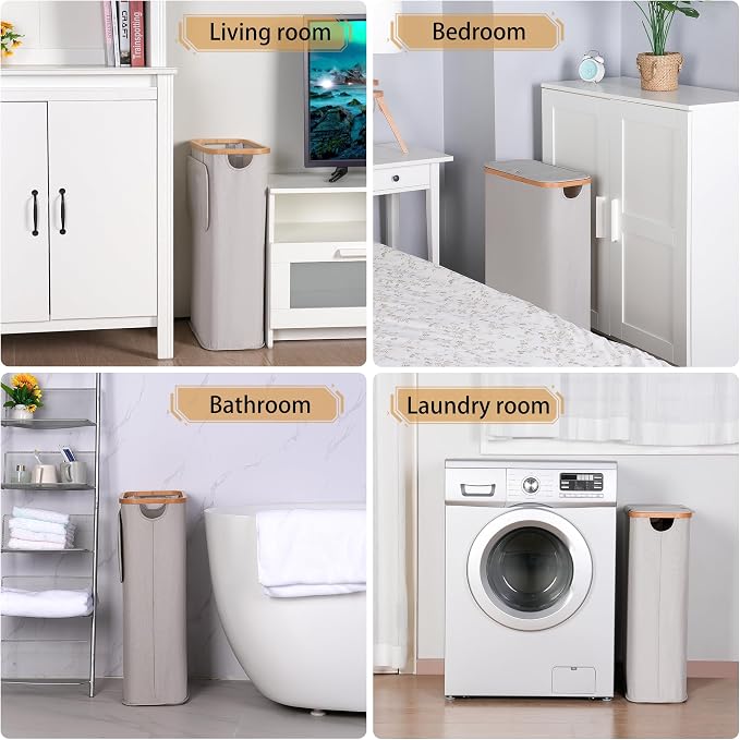 65L Slim Laundry Hamper, Narrow Laundry Basket - Image 6