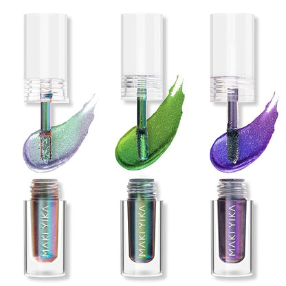 MAKI YIKA 3Pc Glitter Eyeshadow Liquid Multichrome Eyeshadows Long Lasting by MakiYikaBeauty