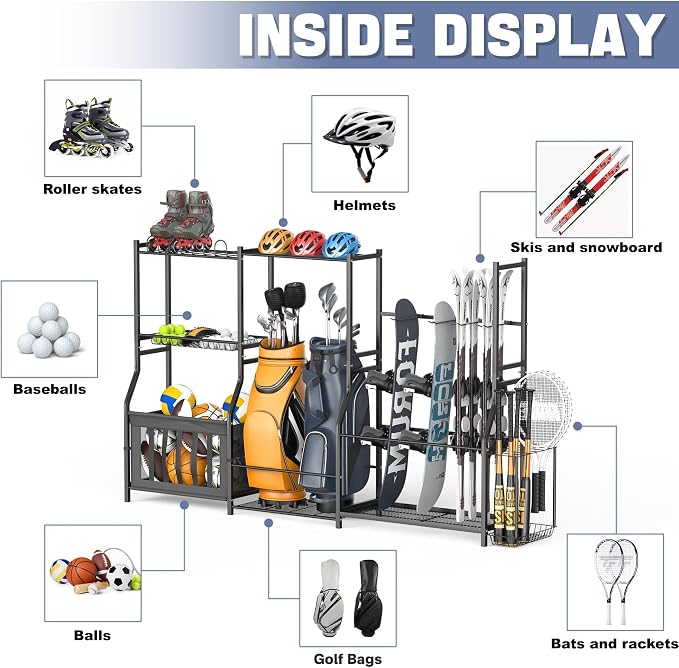WALMANN Garage Sports Equipment Organizer Stand, Freestanding Ski & Snowboard - Image 6