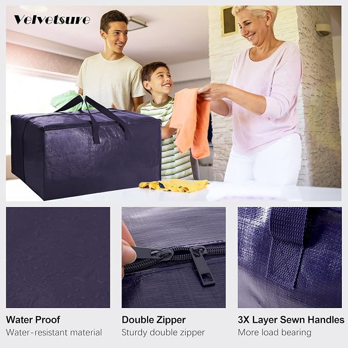 12 Pack Heavy Duty Extra Large Moving Bags W/Backpack Straps - Image 3