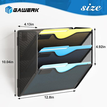 3 Tier Hanging Wall File Organizer, Mesh Mail Paper Orgnization Hanging File - Image 2
