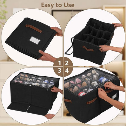 Shoe Organizer for Closet, 2 Pack Shoe Storage Bins Foldable Shoe Storage Box - Image 5