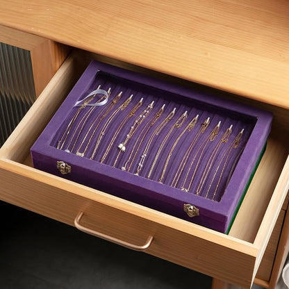 Frebeauty 15 Hooks Necklace Tray Velvet Neckalce Organizer - Image 7
