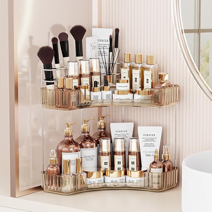 2-Tier Corner Bathroom Counter Organizer by Asayuee