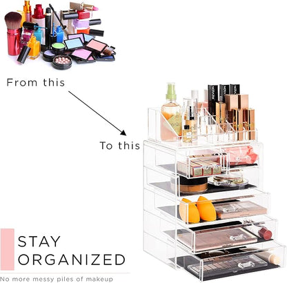 Sorbus Acrylic Makeup Organizer Set, 6-Drawer Vanity & Countertop Cosmetic - Image 7