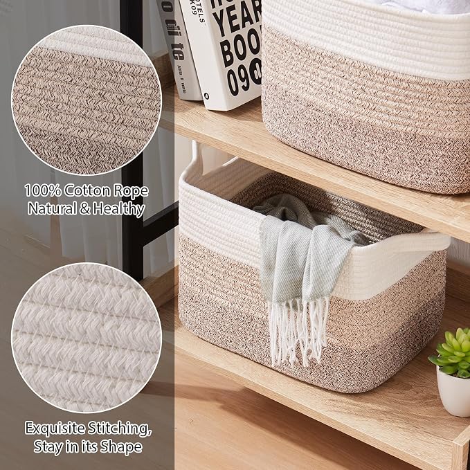 Storage Basket for Organizing, Woven Baskets for Storage, Rectangle Decorative - Image 3