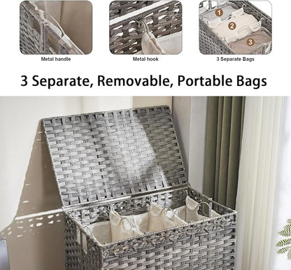 Laundry Hamper with Wheels&Lid, 50.2 Gallons Rolling Laundry Basket with Wheels - Image 5