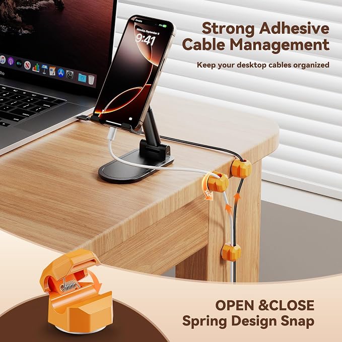 8 Pack Spring Cable Clips, Rotatable Cord Organizer Desk Cable Management Cord - Image 5