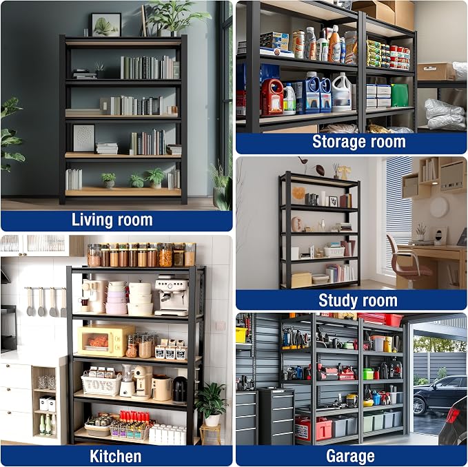 WORKPRO House 3000lbs 5-Tier Shelving Unit, Boltless Book Shelf, Shelf Organizer - Image 8