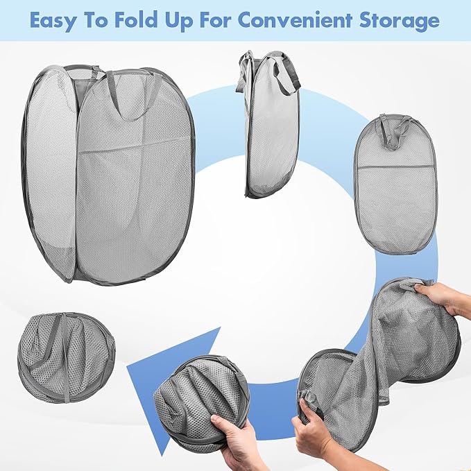 DUCOO Pop Up Laundry Hamper, 70L Collapsible Mesh Laundry Basket - Image 5