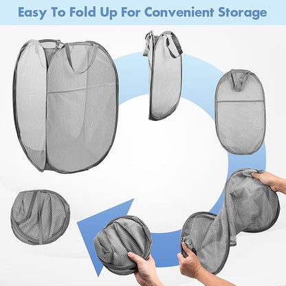 DUCOO Pop Up Laundry Hamper, 70L Collapsible Mesh Laundry Basket - Image 5