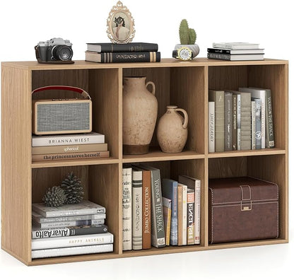 Giantex 6-Cube Bookcase, 3-Tier Cubby Bookshelf, Horizontal Vertical Display by Giantex