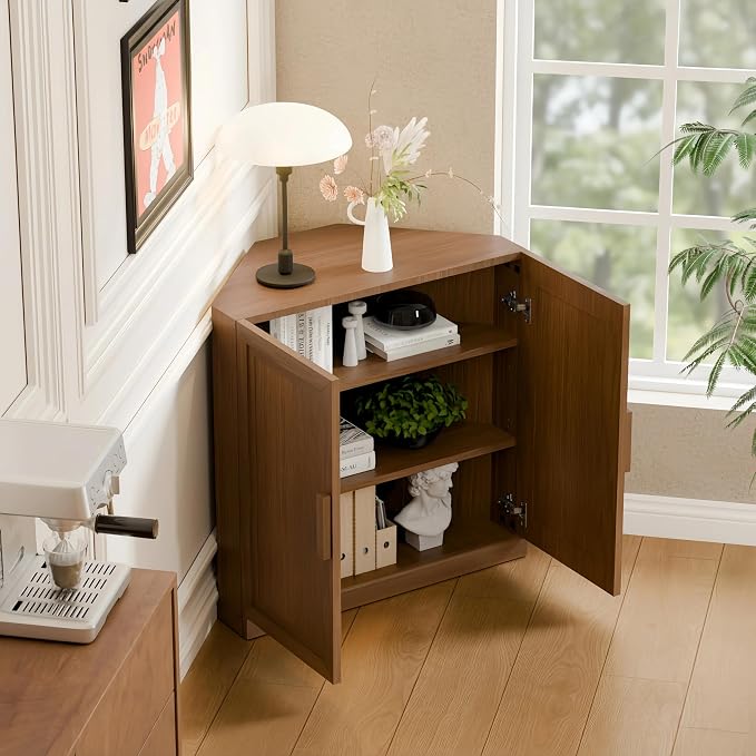 Casaphoria Farmhouse Corner Cabinet, Wooden Corner Storage Cabinet - Image 4