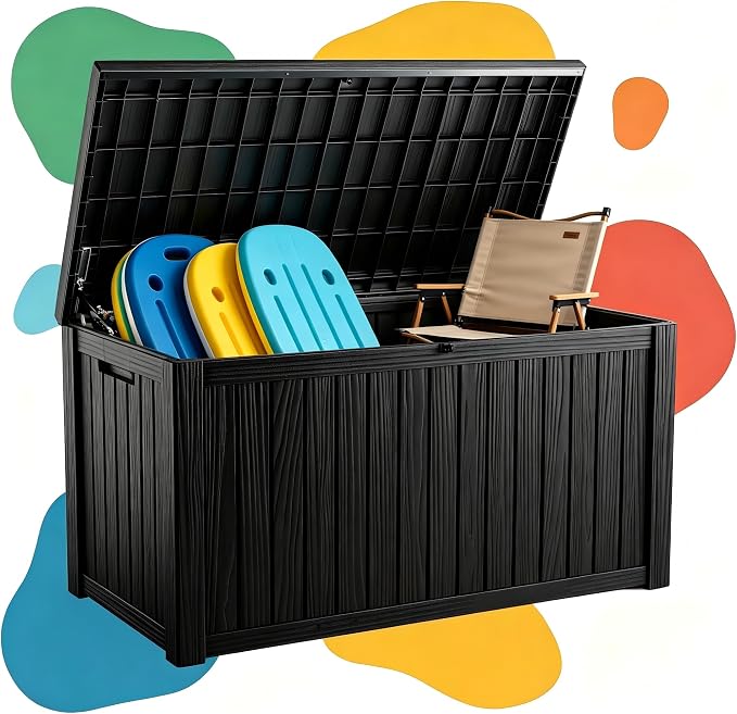 200 Gallon Waterproof Deck Box, Large Resin Outdoor Storage Box by ODUFO