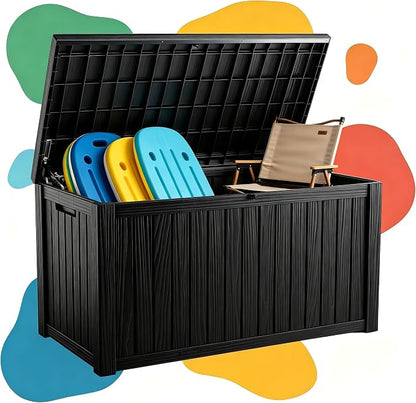 200 Gallon Waterproof Deck Box, Large Resin Outdoor Storage Box by ODUFO