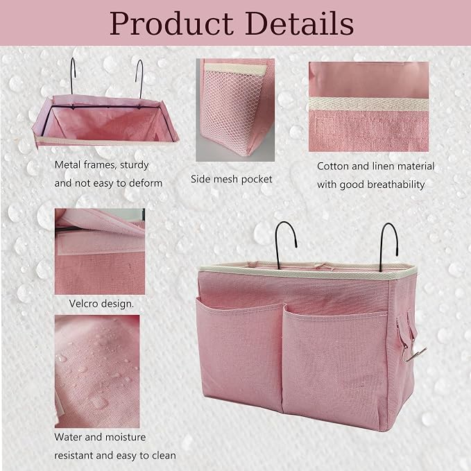 2-Pack Bedside Caddy Bedside Hanging Storage Basket Multi-Function Organizer - Image 3
