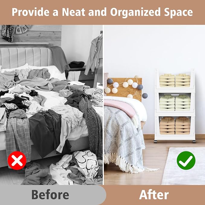 Stackable Storage Bins, Folding Collapsible Closet Organizers and Storage Bins - Image 3