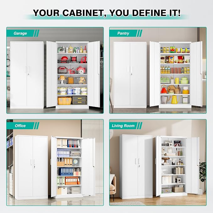 White Metal Storage Cabinet - Image 5