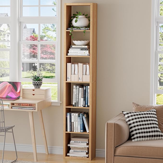 Tall Cube Storage Organizer Bookcase, 6 Tier 11 inch Open Back Cubical Shelf - Image 2