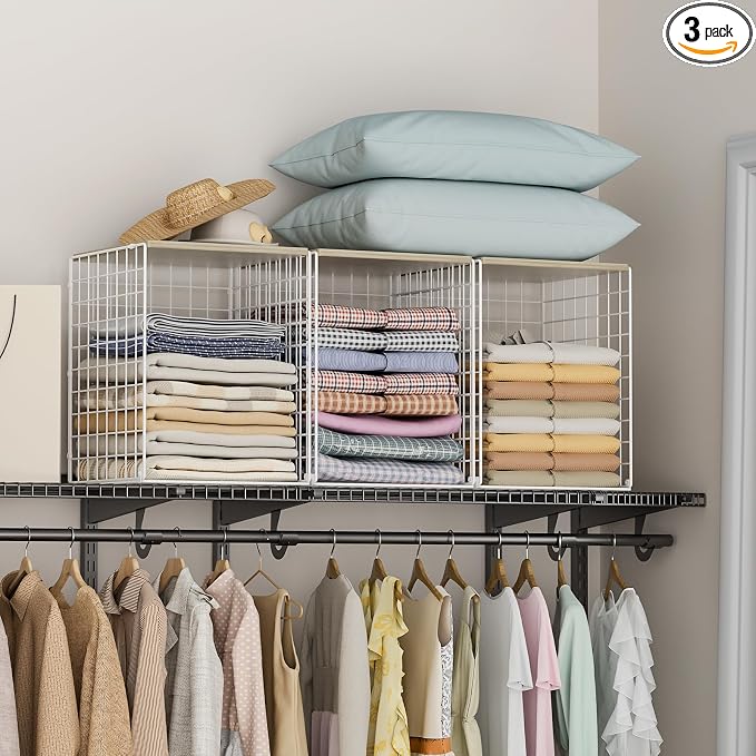 Hencawima 3-Pack Taller Stackable Closet Organizers and Storage by Hencawima