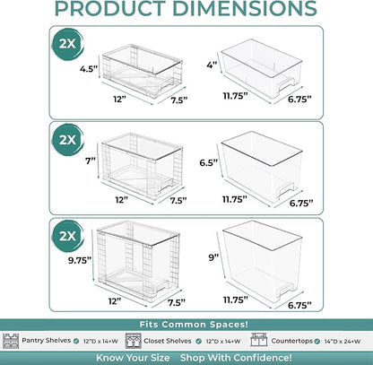 Sorbus Stackable Clear Storage Drawers, 6 Pack Pull-Out Organizer Bins – - Image 4