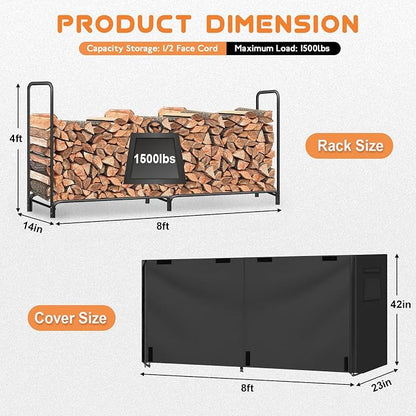 Gtongoko 8FT Firewood Rack Outdoor - Image 2