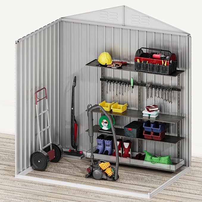 DWVO 6x4ft Storage Shed for Outdoors, Metal Sturdy Weatherproof Tool Locker - Image 6