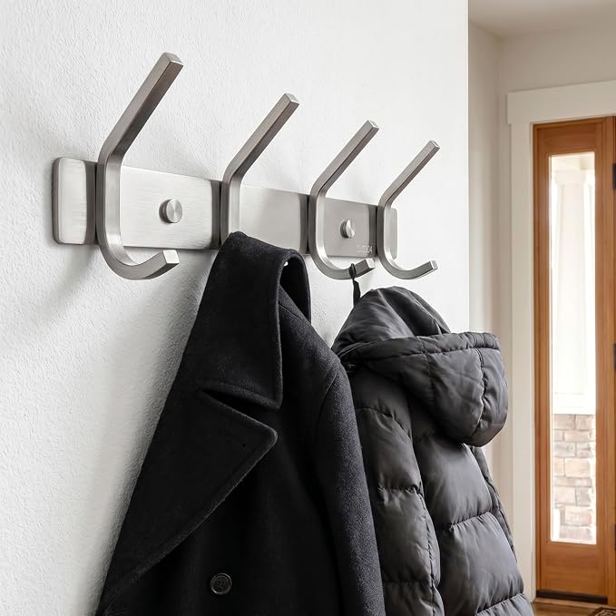 WEBI C-CBG04 Heavy Duty Stainless Steel 304 Hook Rail Coat Rack - Image 2