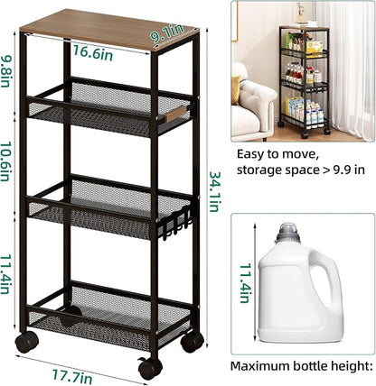 Utility Slim Storage Cart, 4 Tier Rolling Cart - Image 2