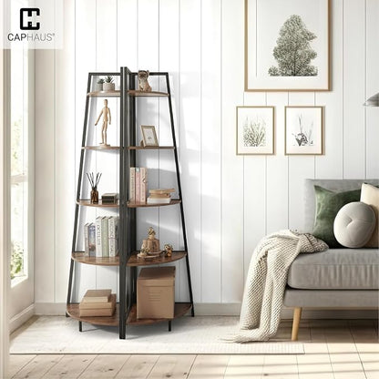 CAPHAUS 4-Tier Corner Shelf Stand, Tall Display Shelves, Ladder Corner Wood - Image 8