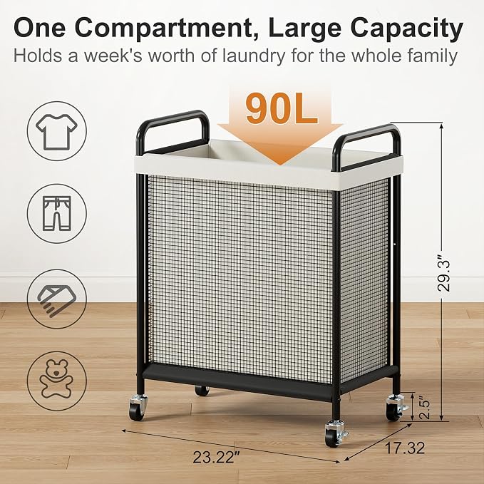 WOWLIVE Rolling Laundry Hamper - Image 2