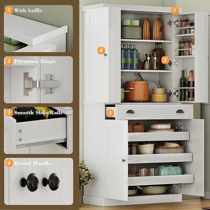 IRONCK 72" Kitchen Pantry Cabinet - Image 8