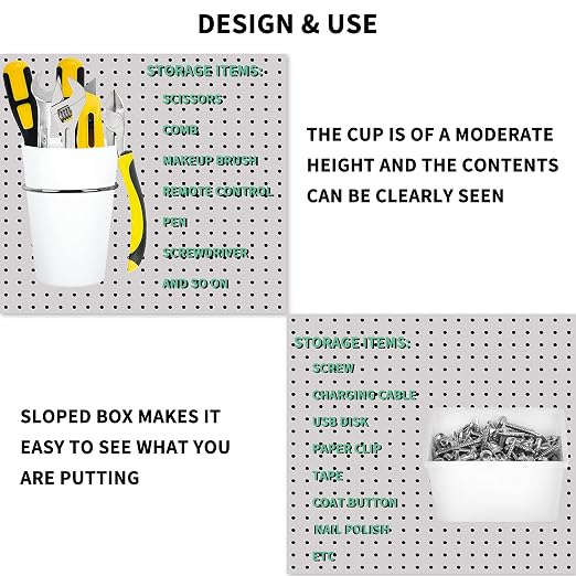 Kuhome 6 Sets Pegboard Bins Cups - Image 2