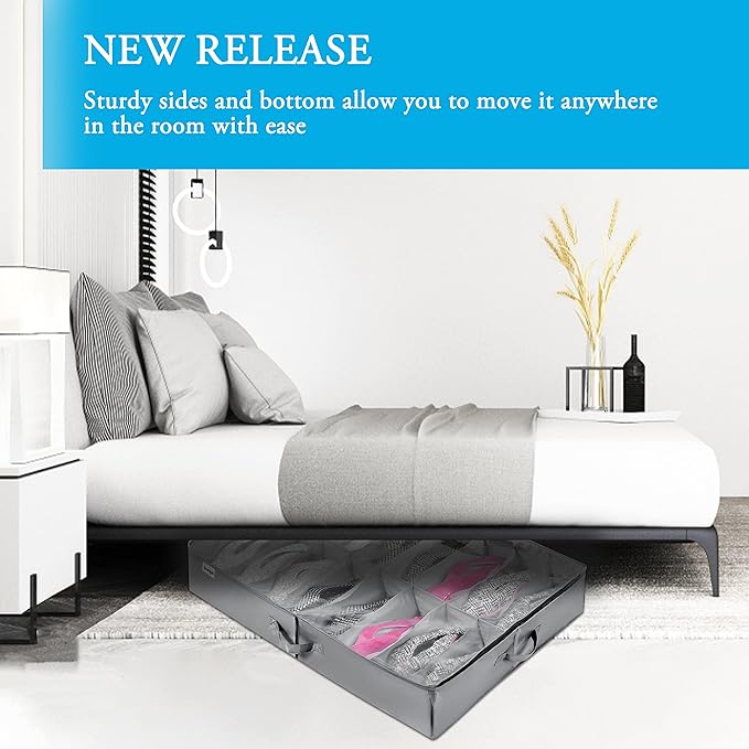 INAYA Under Bed Shoe Storage Organizer 2 Pack, Fits 32 Pairs, Large Underbed - Image 7
