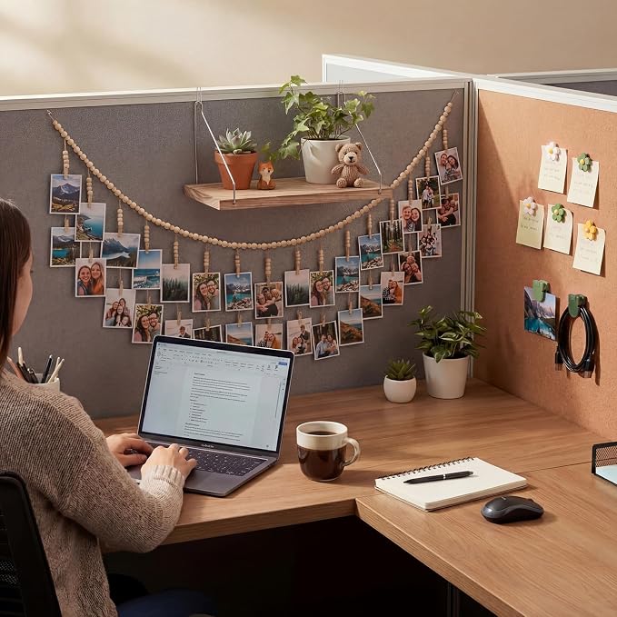 Sieral 48 Pcs Office Cubicle Decor Set, Boho Hanging Photo Display - Image 6