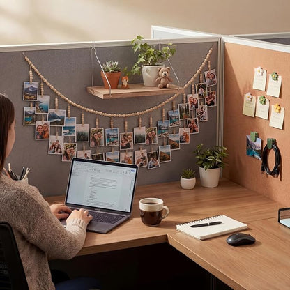 Sieral 48 Pcs Office Cubicle Decor Set, Boho Hanging Photo Display - Image 6