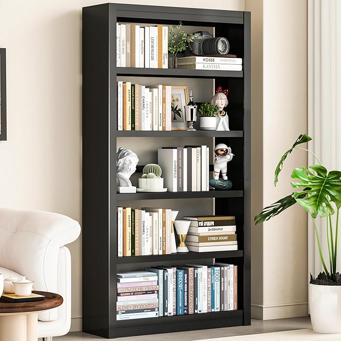 5 Tier Metal Bookshelf, Industrial Open Bookcases by CBNTKI