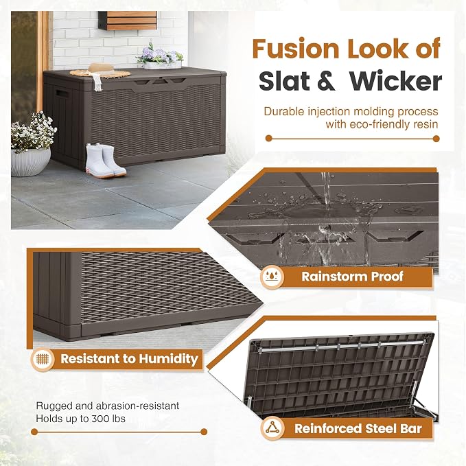 Greesum 100 Gallon Resin Patio Storage Box - Image 3