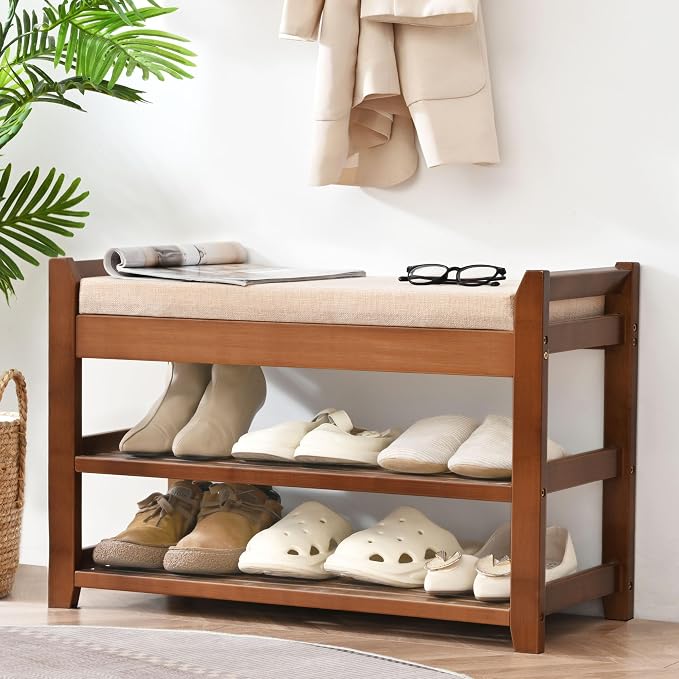 PETKABOO Shoe Rack Bench with Cushion, Shoe Rack by PETKABOO