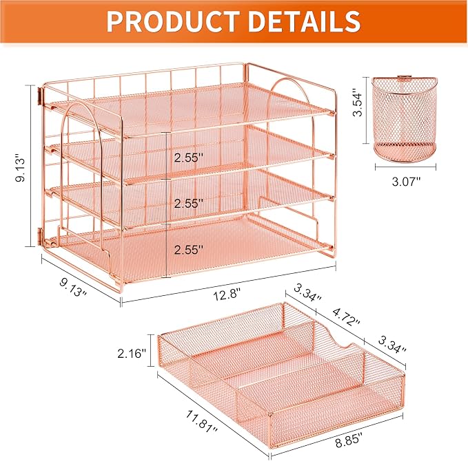 Lavatino 4-Tier Desk Paper Letter Tray Organizer - Image 6
