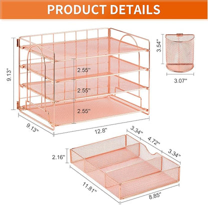 Lavatino 4-Tier Desk Paper Letter Tray Organizer - Image 6